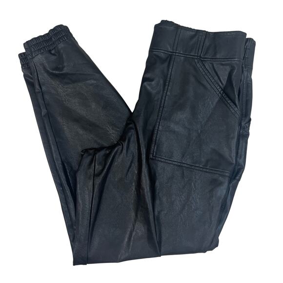 Spanx Pants Size 1X Black Faux Leather Jogger High-Rise Stretch Athleisure - Picture 7 of 12